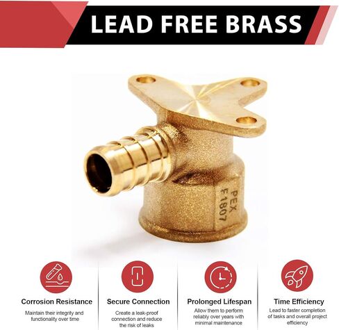 (عبوة من 10) EFIELD Pex Drop-Ear Elbow Brass Fitting 1/2 بوصة × 1/2 بوصة أنثى NPT، ASTM F1807 in Saudi Arabia