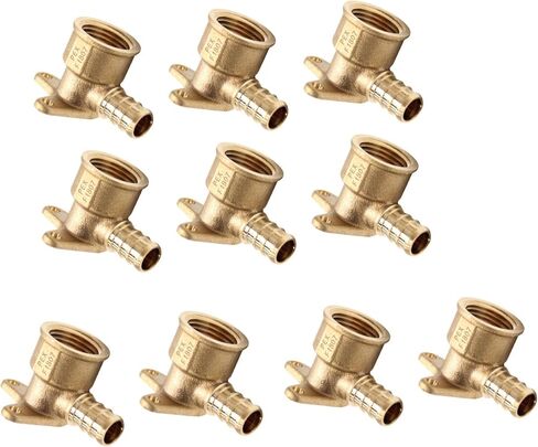 (عبوة من 10) EFIELD Pex Drop-Ear Elbow Brass Fitting 1/2 بوصة × 1/2 بوصة أنثى NPT، ASTM F1807 in Saudi Arabia