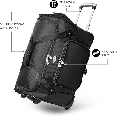 Denco 22-inch Wheeled Duffel Bag, Black, Large in Kuwait
