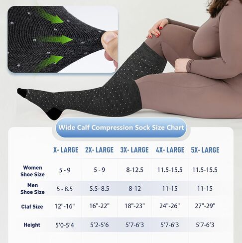 جوارب مضغوطة من الخيزران الفسكوزي مقاس كبير من Sockwift جوارب طويلة للركبة 15-20 مم زئبق للممرضات والحوامل والسفر in Saudi Arabia