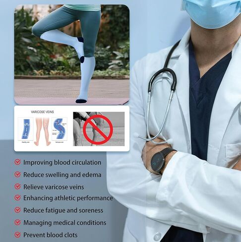 Bamboo Viscose Plus Size Compression Socks Wide Calf 15-20mmHg Knee High Sock for Nurses, Pregnant Women, Travel in Kuwait