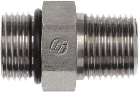 Brennan Industries 6401-08-12-O تركيب أنبوب فولاذي مستقيم، 3/4"-16 SAE ORB x 3/4"-14 خيط NPTF، 1/2" ذكر O-Ring Boss x 1/2" ذكر NPTF in Saudi Arabia