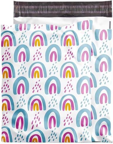100 Pack - Shipping Bags for Clothing, Strong Thick and Self Adhesive Mailing Bags - Cute Packaging Bags for Small Business (Boho rainbow) in Saudi Arabia