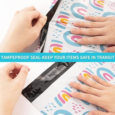 100 Pack - Shipping Bags for Clothing, Strong Thick and Self Adhesive Mailing Bags - Cute Packaging Bags for Small Business (Boho rainbow) in Saudi Arabia