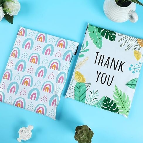 100 Pack - Shipping Bags for Clothing, Strong Thick and Self Adhesive Mailing Bags - Cute Packaging Bags for Small Business (Boho rainbow) in Saudi Arabia