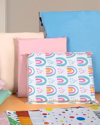 100 Pack - Shipping Bags for Clothing, Strong Thick and Self Adhesive Mailing Bags - Cute Packaging Bags for Small Business (Boho rainbow) in Saudi Arabia