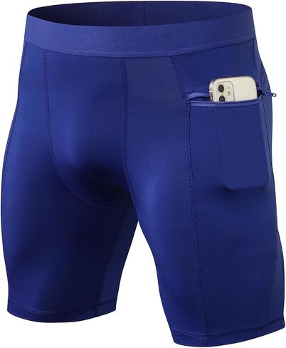 1/3 Pack Men's Compression Shorts Zip Pockets Performance Athletic Shorts Gym Shorts with Pockets 8" 9" inseam in Kuwait