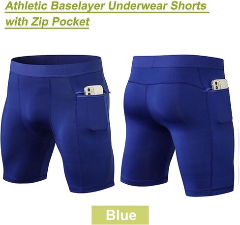 1/3 Pack Men's Compression Shorts Zip Pockets Performance Athletic Shorts Gym Shorts with Pockets 8" 9" inseam in Kuwait