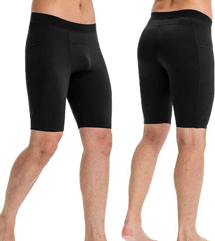 1/3 Pack Men's Compression Shorts Zip Pockets Performance Athletic Shorts Gym Shorts with Pockets 8" 9" inseam in Kuwait