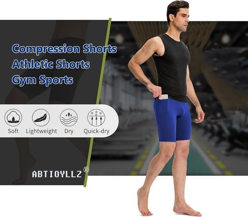 1/3 Pack Men's Compression Shorts Zip Pockets Performance Athletic Shorts Gym Shorts with Pockets 8" 9" inseam in Kuwait