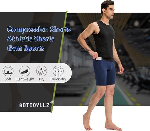 1/3 Pack Men's Compression Shorts Zip Pockets Performance Athletic Shorts Gym Shorts with Pockets 8" 9" inseam in Kuwait