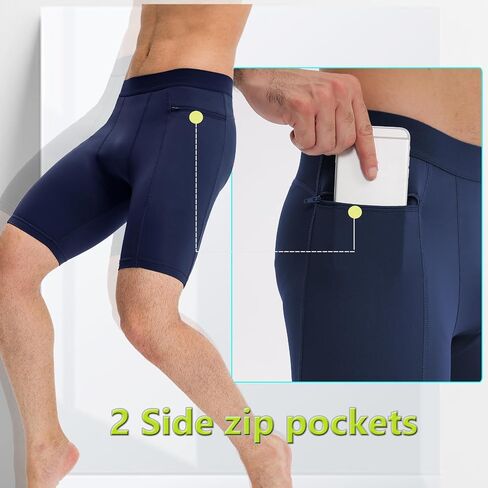 1/3 Pack Men's Compression Shorts Zip Pockets Performance Athletic Shorts Gym Shorts with Pockets 8" 9" inseam in Kuwait
