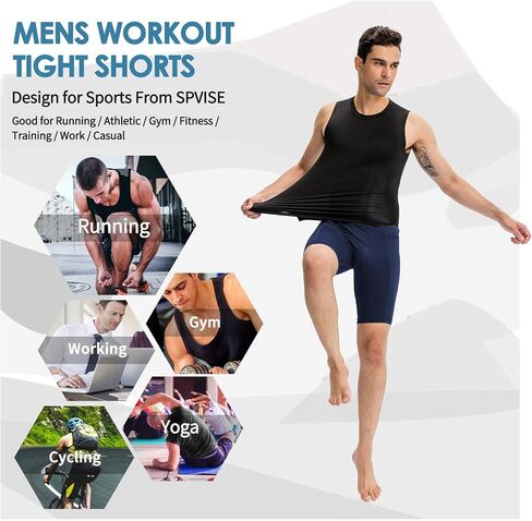 1/3 Pack Men's Compression Shorts Zip Pockets Performance Athletic Shorts Gym Shorts with Pockets 8" 9" inseam in Kuwait