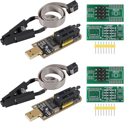 مجموعتان من مشبك اختبار SOP8/SOIC8 لـ EEPROM 93CXX/25CXX/24CXX وCH341A 24 25 Series EEPROM Flash BIOS وحدة مبرمج USB (مبرمج USB + مشبك SOP8 + محول) in Saudi Arabia