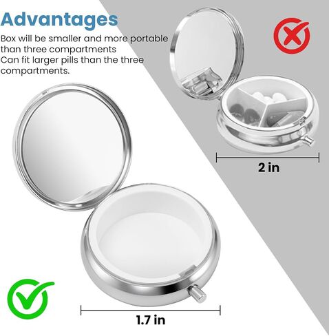 Mini Pill Box, Small Pill Box, Portable Pill Box, Cute Pill Organizer for Vitamins, Medications, Fish Oil and Supplements (Black Flowers) in Saudi Arabia