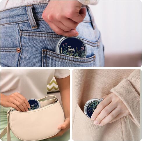 Mini Pill Box, Small Pill Box, Portable Pill Box, Cute Pill Organizer for Vitamins, Medications, Fish Oil and Supplements (Black Flowers) in Saudi Arabia