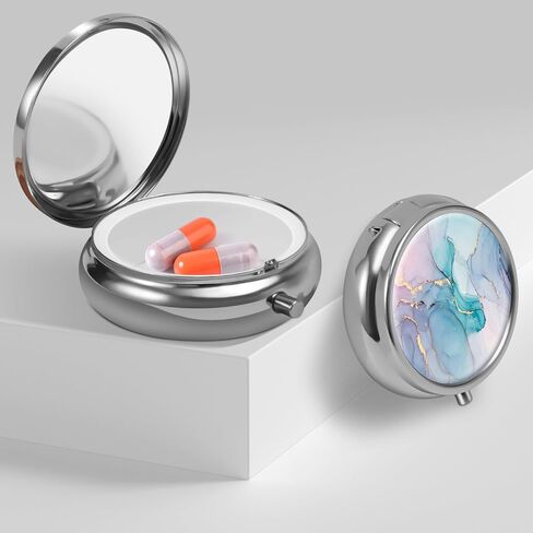 Mini Pill Box, Small Pill Box, Portable Pill Box, Cute Pill Organizer for Vitamins, Medications, Fish Oil and Supplements (Black Flowers) in Saudi Arabia