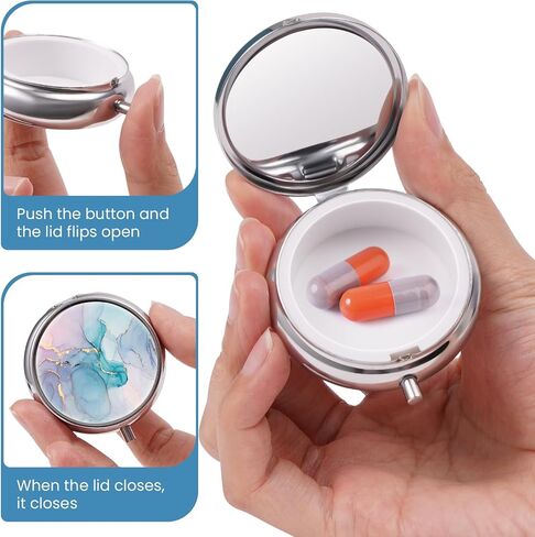 Mini Pill Box, Small Pill Box, Portable Pill Box, Cute Pill Organizer for Vitamins, Medications, Fish Oil and Supplements (Black Flowers) in Saudi Arabia