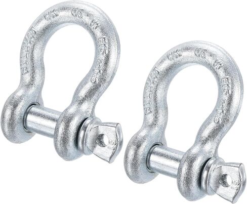 PATIKIL Screw Pin Shackle 5/8" x 7165lbs, 2 Pack Carbon Steel D Ring Shackle for Towing Rigging, Silver in Saudi Arabia