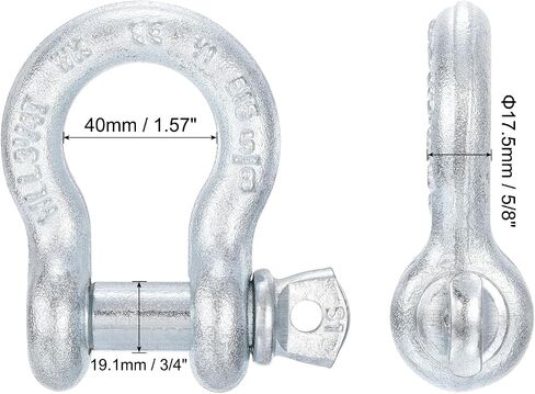 PATIKIL Screw Pin Shackle 5/8" x 7165lbs, 2 Pack Carbon Steel D Ring Shackle for Towing Rigging, Silver in Saudi Arabia