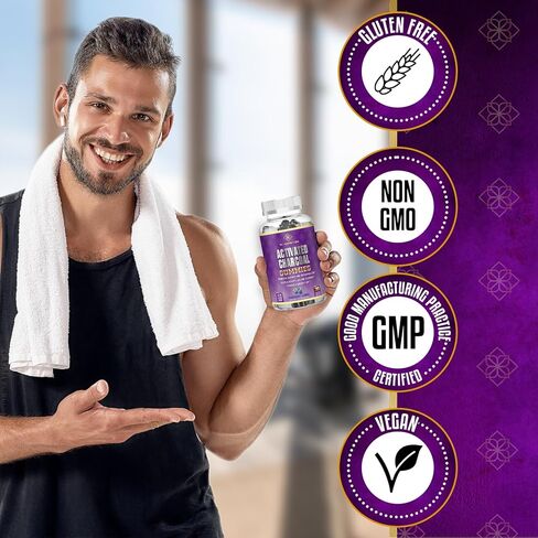 صمغ الفحم - خالي من السكر، بدون مالتيتول، صمغ الفحم لجميع الأعمار، صحة الجهاز الهضمي، تخفيف الغازات والانتفاخ، دعم التطهير والتخلص من السموم، صحة الفم، نباتي، غير معدل وراثيًا، صديق للكيتو in Kuwait