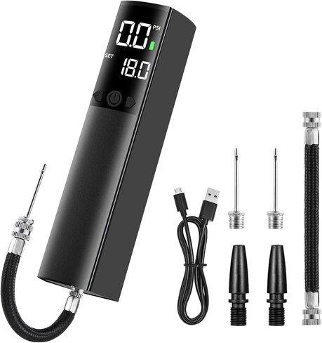 Electric Ball Pump, Portable Ball Pump for Sports Balls Electric Basketball Pump with LED Light & Pressure Gauge, Automatic Ball Pump with Needle for Basketball, Soccer & Rugby (MAX 18 PSI) in Saudi Arabia