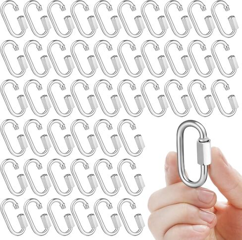 Blulu 50 Pcs Stainless Steel Quick Chain Link M5, 1.97 Inch, 648lbs D Shape Locking Chain Hooks Chain Link Connector for Safety Chain Swing Gym Hammock, Screw Lock Oval in Saudi Arabia