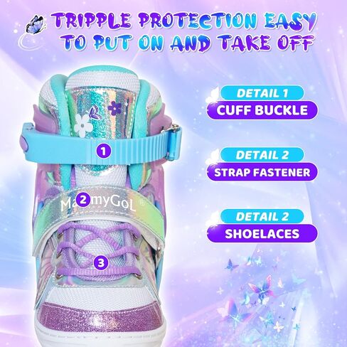 MammyGol Inline Skates for Girls Kids, 4 Size Adjustable Butterfly Roller Skates with Vibrant Colors Flashing Wheels, Skates Indoor Outdoor for Beginners Women Lady in Saudi Arabia