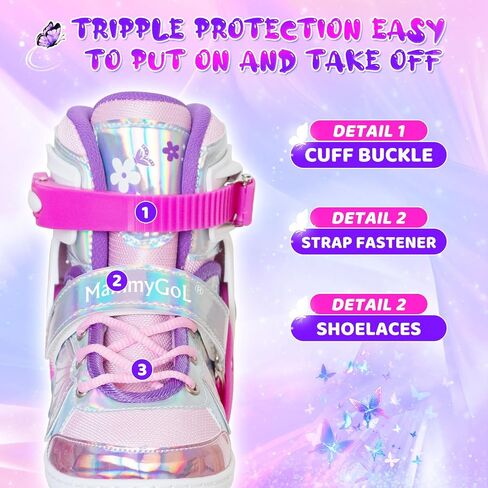 MammyGol Inline Skates for Girls Kids, 4 Size Adjustable Butterfly Roller Skates with Vibrant Colors Flashing Wheels, Skates Indoor Outdoor for Beginners Women Lady in Saudi Arabia