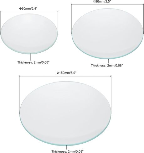 PATIKIL 50mm/90mm/120mm Diameter Watch Glass, 1 Set High Transparent Smooth Edges Chamfered Arc Cover Lids for Beakers&Flasks, Evaporation Dish, Laboratory Supplies in Saudi Arabia