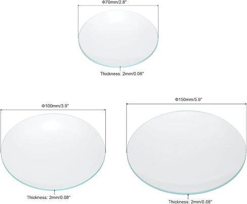 PATIKIL 50mm/90mm/120mm Diameter Watch Glass, 1 Set High Transparent Smooth Edges Chamfered Arc Cover Lids for Beakers&Flasks, Evaporation Dish, Laboratory Supplies in Saudi Arabia