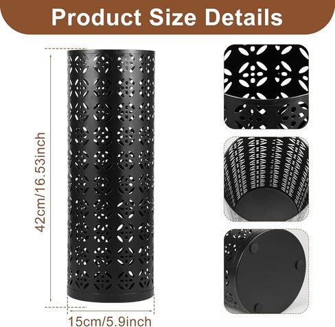 Metal Umbrella Holder, Round Umbrella Stand Rack, Decorative Umbrella Holder Bin, Freestanding Umbrella Holder Umbrella Basket Holder Stand Umbrella Storage Rack for Home Entryway Office Hotel 42×15cm in Saudi Arabia