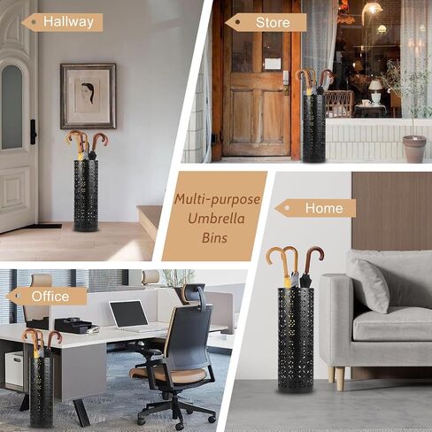 Metal Umbrella Holder, Round Umbrella Stand Rack, Decorative Umbrella Holder Bin, Freestanding Umbrella Holder Umbrella Basket Holder Stand Umbrella Storage Rack for Home Entryway Office Hotel 42×15cm in Saudi Arabia