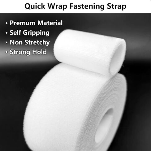 Double-Sided Hook and Loop Straps, Self-Gripping, 1/2 Inch, Cut to Length, Heavy Duty, Quick Wrap Cable Straps, Hook and Loop Roll for Bundling Fastening Storage and Organization, White, 0.5'' x 16' in Saudi Arabia