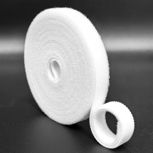 Double-Sided Hook and Loop Straps, Self-Gripping, 1/2 Inch, Cut to Length, Heavy Duty, Quick Wrap Cable Straps, Hook and Loop Roll for Bundling Fastening Storage and Organization, White, 0.5'' x 16' in Saudi Arabia