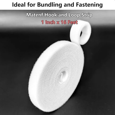 Double-Sided Hook and Loop Straps, Self-Gripping, 1/2 Inch, Cut to Length, Heavy Duty, Quick Wrap Cable Straps, Hook and Loop Roll for Bundling Fastening Storage and Organization, White, 0.5'' x 16' in Saudi Arabia