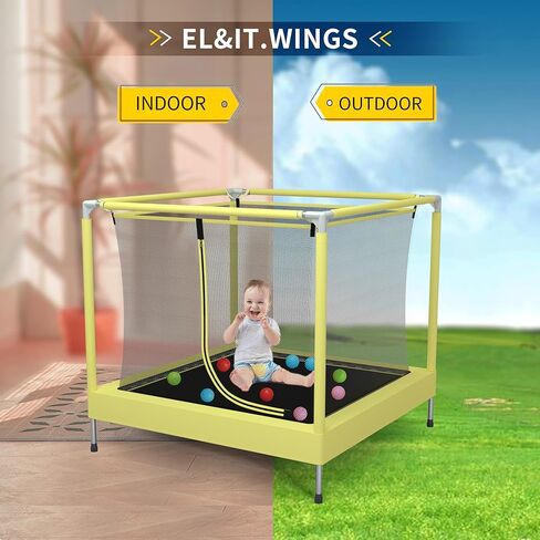 EL&IT·Wings Trampoline for Kids-6.5FT/4.5FT Indoor/Outdoor Toddler/Kids Trampoline with Net, Safety Small/Baby Trampoline with Enclosure-Birthday Gift for Children Age 1-8 in Kuwait