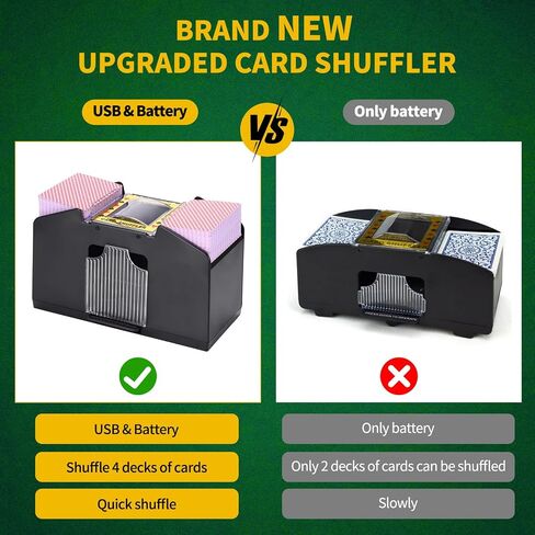 Automatic Card Shuffler 1/2/4 Decks, USB/Battery Operated Playing Card Shuffler, Electric Card Shuffler for Home Card Game, UNO, Blackjack, Texas Hold'em in Saudi Arabia