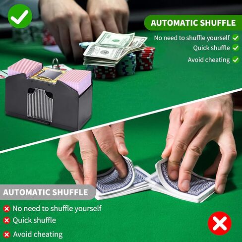 Automatic Card Shuffler 1/2/4 Decks, USB/Battery Operated Playing Card Shuffler, Electric Card Shuffler for Home Card Game, UNO, Blackjack, Texas Hold'em in Saudi Arabia