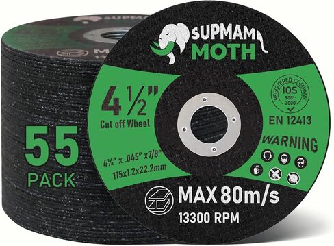 55 Pack 4 1/2 Cut Off Wheel Angle Grinder Cutting Disc for Metal & Stainless Steel Cutting Wheel Ultra Thin 0.045'' x 7/8 Arbor in Saudi Arabia