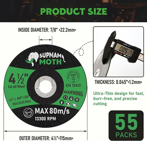 55 Pack 4 1/2 Cut Off Wheel Angle Grinder Cutting Disc for Metal & Stainless Steel Cutting Wheel Ultra Thin 0.045'' x 7/8 Arbor in Saudi Arabia