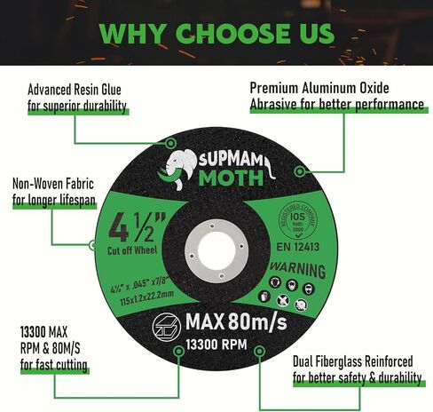 55 Pack 4 1/2 Cut Off Wheel Angle Grinder Cutting Disc for Metal & Stainless Steel Cutting Wheel Ultra Thin 0.045'' x 7/8 Arbor in Saudi Arabia