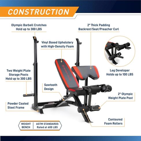 Marcy Adjustable Olympic Weight Bench with Leg Developer and Squat Rack MKB-979 in Saudi Arabia