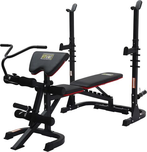 محطة تدريب متعددة الوظائف من Signature Fitness، مقعد تمرين قابل للتعديل مع رف القرفصاء، وتمديد الساق، وتجعيد الواعظ، وتخزين الوزن، بسعة 800 رطل in Saudi Arabia