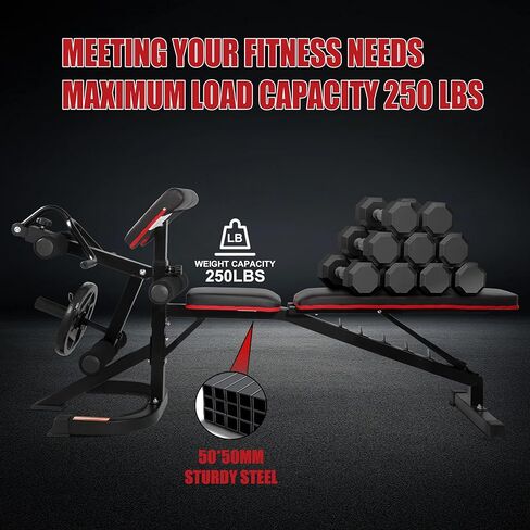 محطة تدريب متعددة الوظائف من Signature Fitness، مقعد تمرين قابل للتعديل مع رف القرفصاء، وتمديد الساق، وتجعيد الواعظ، وتخزين الوزن، بسعة 800 رطل in Kuwait