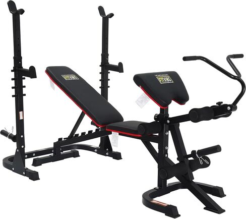 محطة تدريب متعددة الوظائف من Signature Fitness، مقعد تمرين قابل للتعديل مع رف القرفصاء، وتمديد الساق، وتجعيد الواعظ، وتخزين الوزن، بسعة 800 رطل in Saudi Arabia