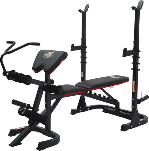 محطة تدريب متعددة الوظائف من Signature Fitness، مقعد تمرين قابل للتعديل مع رف القرفصاء، وتمديد الساق، وتجعيد الواعظ، وتخزين الوزن، بسعة 800 رطل in Saudi Arabia
