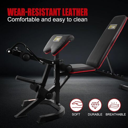 محطة تدريب متعددة الوظائف من Signature Fitness، مقعد تمرين قابل للتعديل مع رف القرفصاء، وتمديد الساق، وتجعيد الواعظ، وتخزين الوزن، بسعة 800 رطل in Kuwait