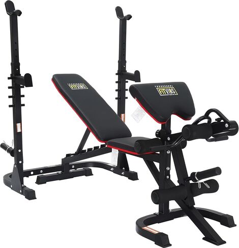 محطة تدريب متعددة الوظائف من Signature Fitness، مقعد تمرين قابل للتعديل مع رف القرفصاء، وتمديد الساق، وتجعيد الواعظ، وتخزين الوزن، بسعة 800 رطل in Saudi Arabia
