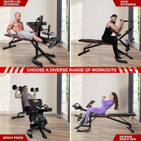 محطة تدريب متعددة الوظائف من Signature Fitness، مقعد تمرين قابل للتعديل مع رف القرفصاء، وتمديد الساق، وتجعيد الواعظ، وتخزين الوزن، بسعة 800 رطل in Kuwait